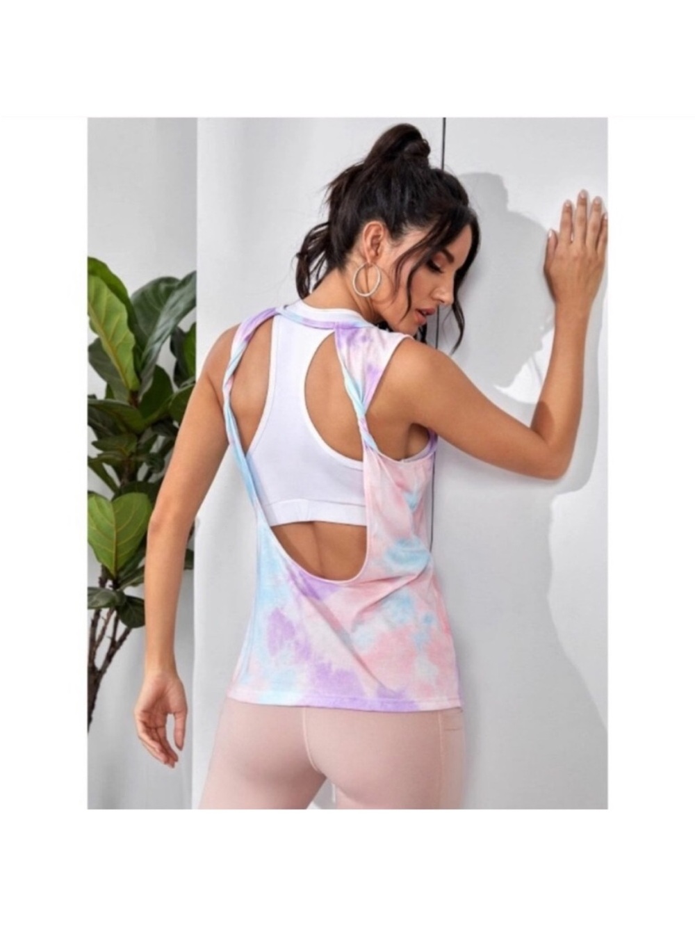 Pastel Tie-Dye Open Back Twist Tank Top Size Small NWOT